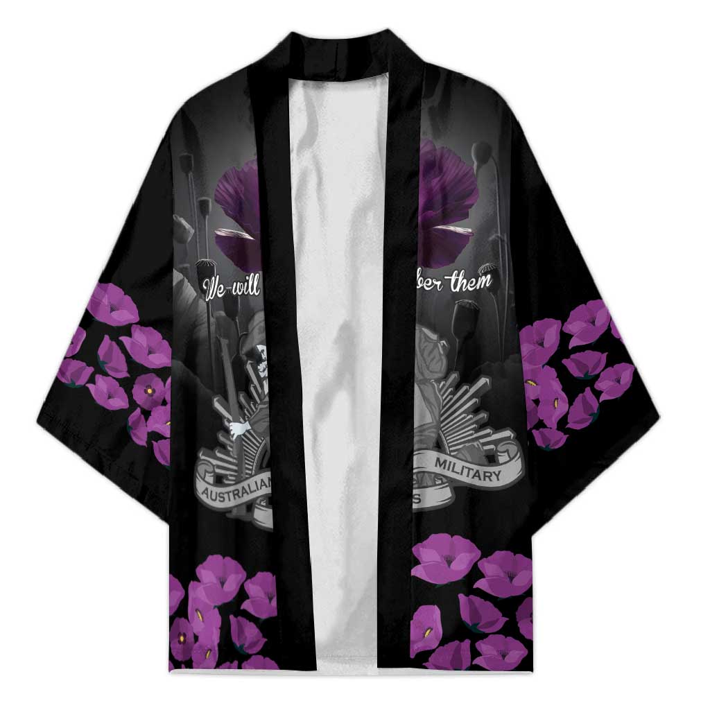 ANZAC Day Remembrance Kimono Purple Poppy We Will Remember Them LT9 Unisex Purple - Polynesian Pride