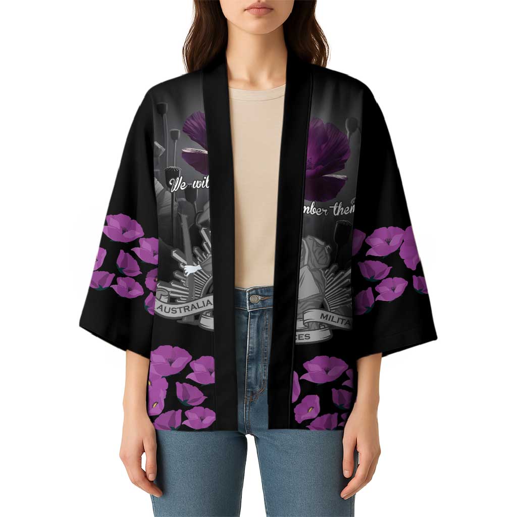 ANZAC Day Remembrance Kimono Purple Poppy We Will Remember Them LT9 - Polynesian Pride