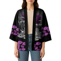 ANZAC Day Remembrance Kimono Purple Poppy We Will Remember Them LT9 - Polynesian Pride