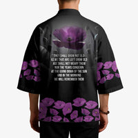ANZAC Day Remembrance Kimono Purple Poppy We Will Remember Them LT9 - Polynesian Pride