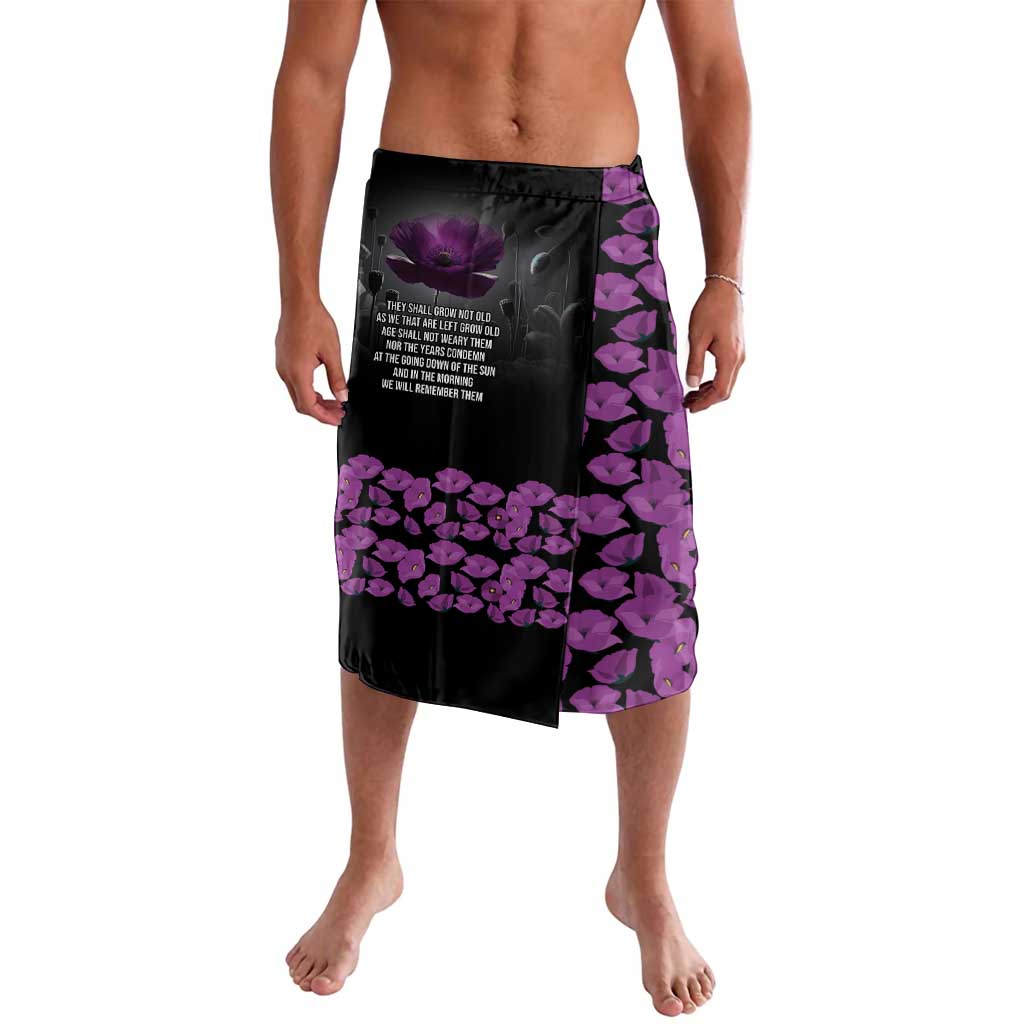 ANZAC Day Remembrance Lavalava Purple Poppy We Will Remember Them LT9 Purple - Polynesian Pride