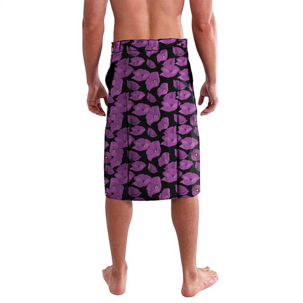 ANZAC Day Remembrance Lavalava Purple Poppy We Will Remember Them LT9 - Polynesian Pride