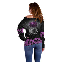 ANZAC Day Remembrance Off Shoulder Sweater Purple Poppy We Will Remember Them