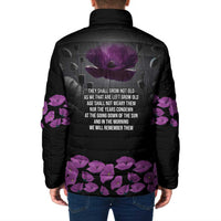 ANZAC Day Remembrance Padded Jacket Purple Poppy We Will Remember Them LT9 - Polynesian Pride