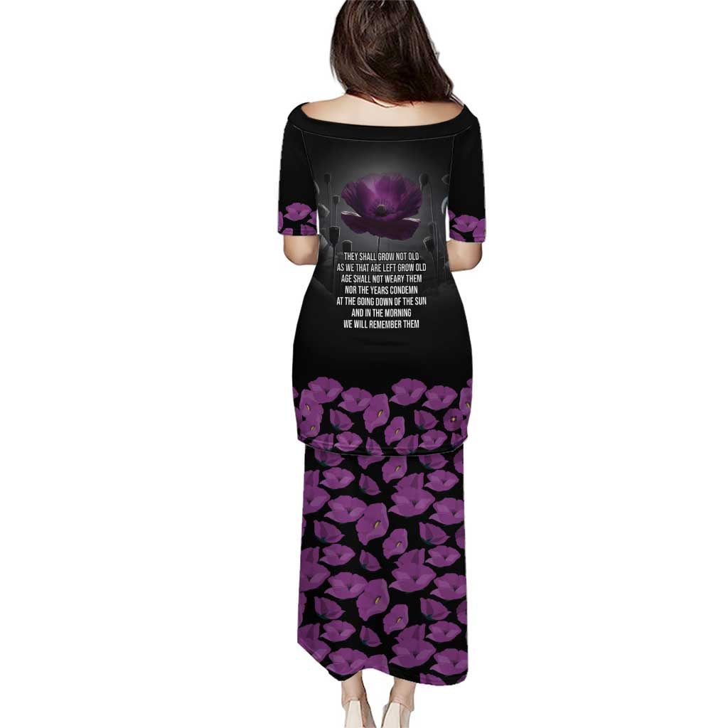 ANZAC Day Remembrance Puletasi Purple Poppy We Will Remember Them