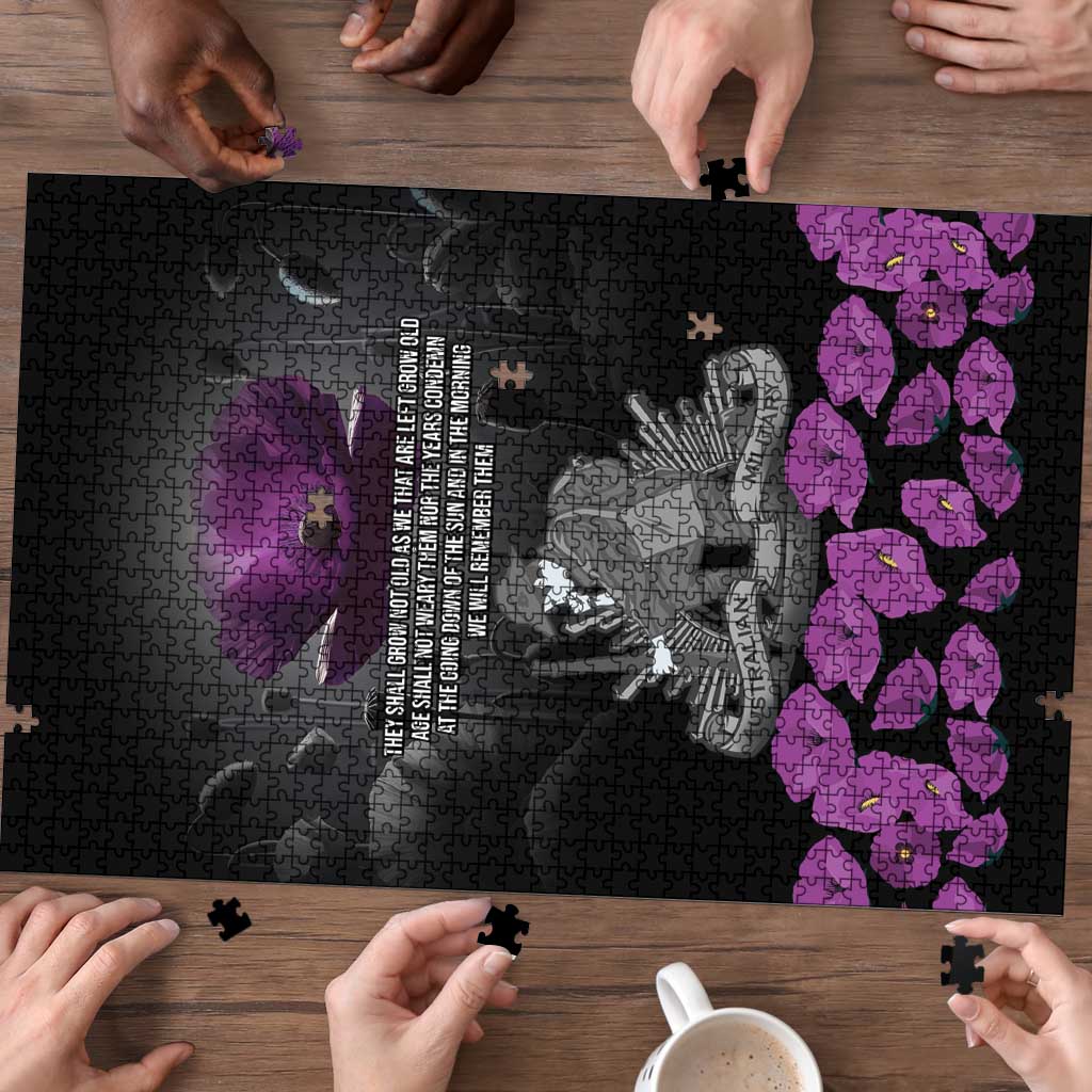 ANZAC Day Remembrance Puzzle Purple Poppy We Will Remember Them