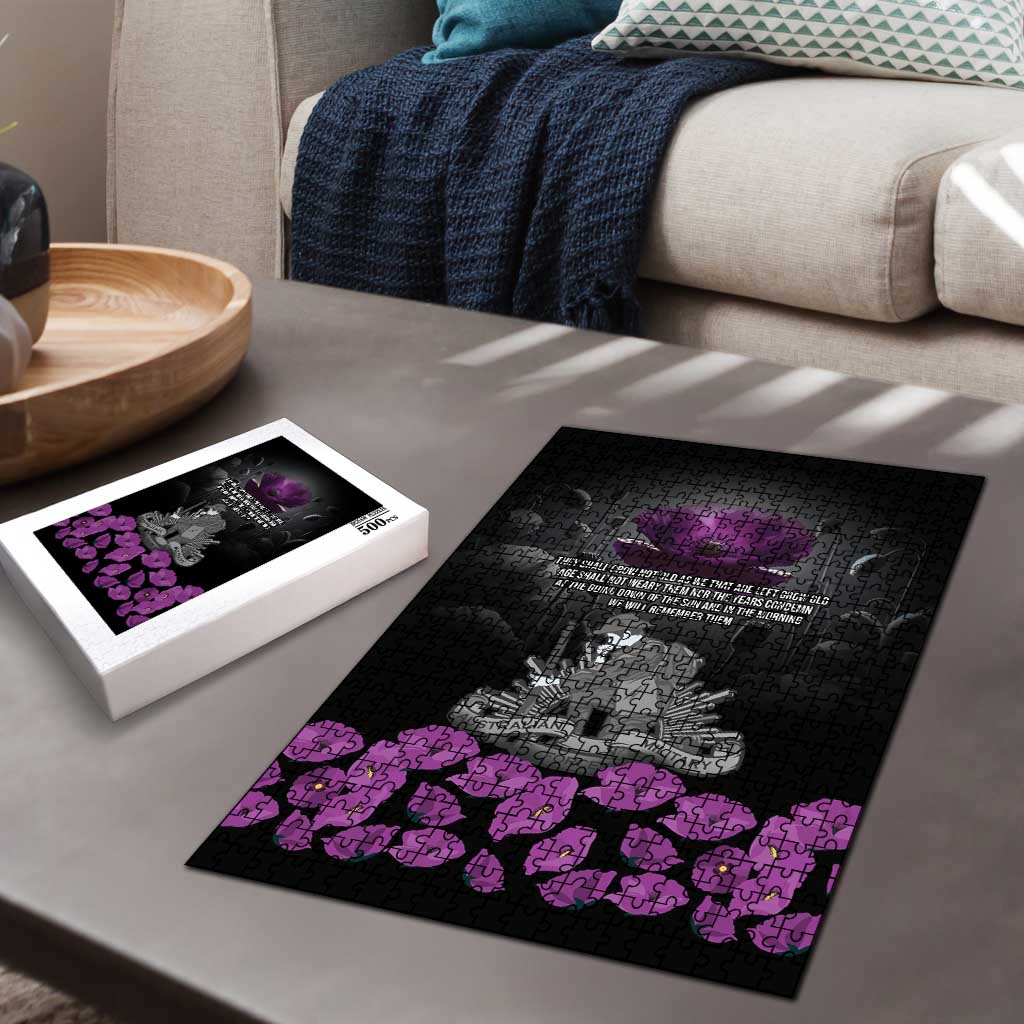 ANZAC Day Remembrance Puzzle Purple Poppy We Will Remember Them
