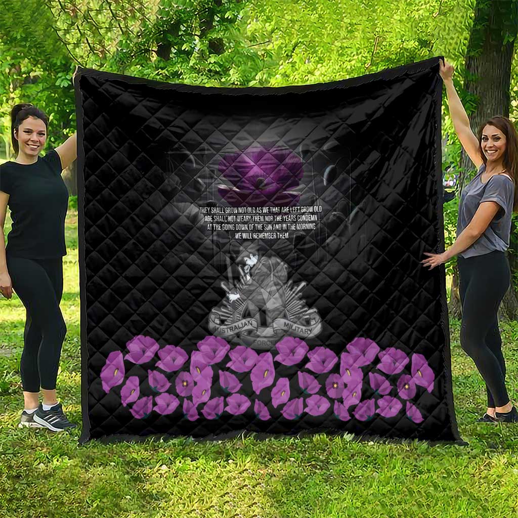 ANZAC Day Remembrance Quilt Purple Poppy We Will Remember Them LT9 - Polynesian Pride