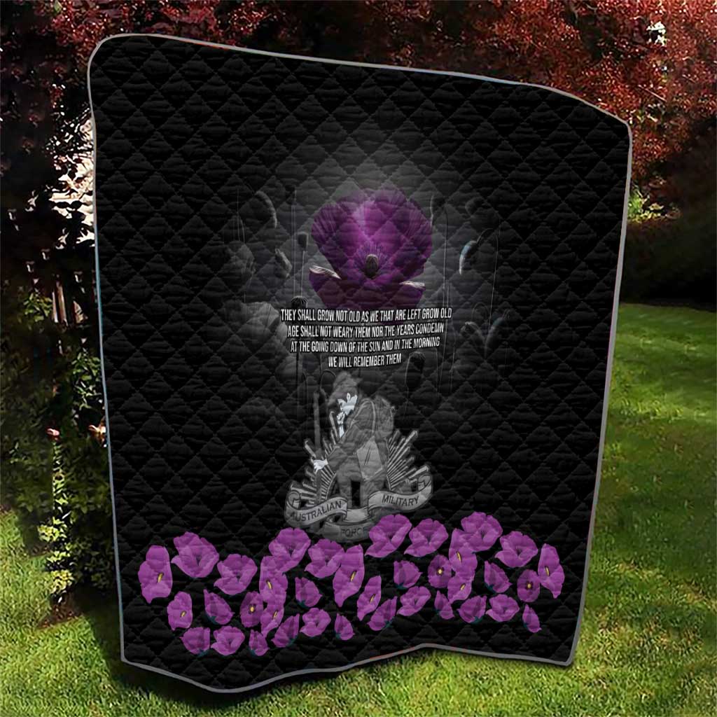 ANZAC Day Remembrance Quilt Purple Poppy We Will Remember Them LT9 - Polynesian Pride