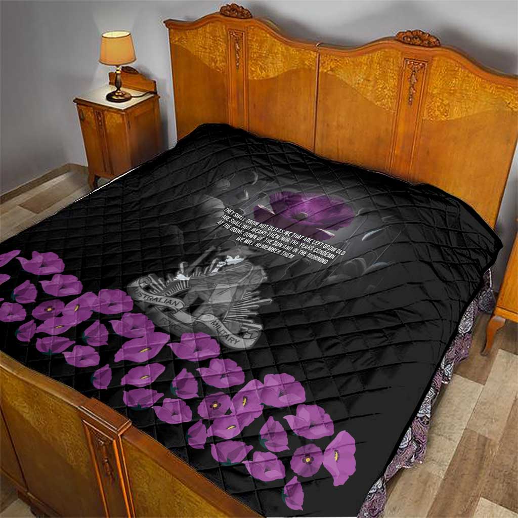 ANZAC Day Remembrance Quilt Purple Poppy We Will Remember Them LT9 - Polynesian Pride