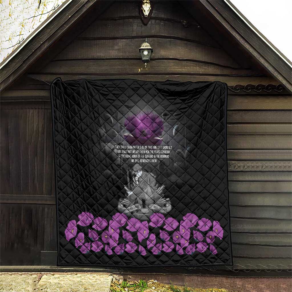 ANZAC Day Remembrance Quilt Purple Poppy We Will Remember Them LT9 - Polynesian Pride