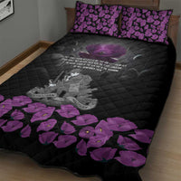 ANZAC Day Remembrance Quilt Bed Set Purple Poppy We Will Remember Them