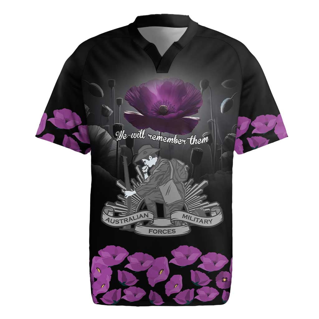 ANZAC Day Remembrance Rugby Jersey Purple Poppy We Will Remember Them LT9 Purple - Polynesian Pride