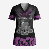 ANZAC Day Remembrance Scrub Top Purple Poppy We Will Remember Them LT9 Adult Purple - Polynesian Pride