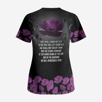 ANZAC Day Remembrance Scrub Top Purple Poppy We Will Remember Them LT9 - Polynesian Pride