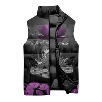 ANZAC Day Remembrance Sleeveless Puffer Jacket Purple Poppy We Will Remember Them