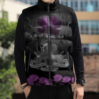ANZAC Day Remembrance Sleeveless Puffer Jacket Purple Poppy We Will Remember Them