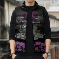 ANZAC Day Remembrance Sleeveless Puffer Jacket Purple Poppy We Will Remember Them