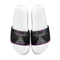 ANZAC Day Remembrance Slide Sandals Purple Poppy We Will Remember Them