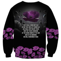 ANZAC Day Remembrance Sweatshirt Purple Poppy We Will Remember Them LT9 - Polynesian Pride