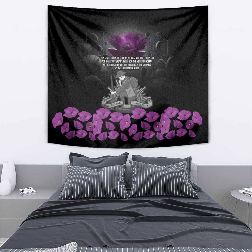 ANZAC Day Remembrance Tapestry Purple Poppy We Will Remember Them