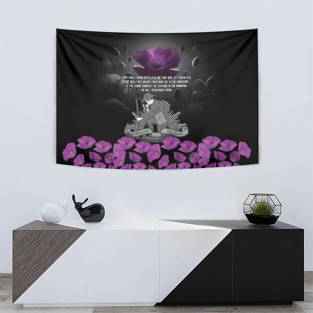 ANZAC Day Remembrance Tapestry Purple Poppy We Will Remember Them