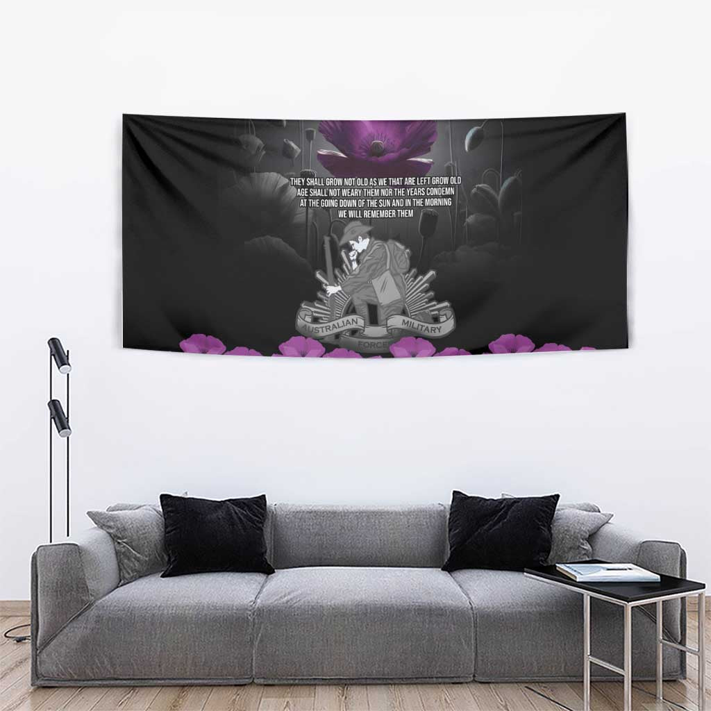 ANZAC Day Remembrance Tapestry Purple Poppy We Will Remember Them