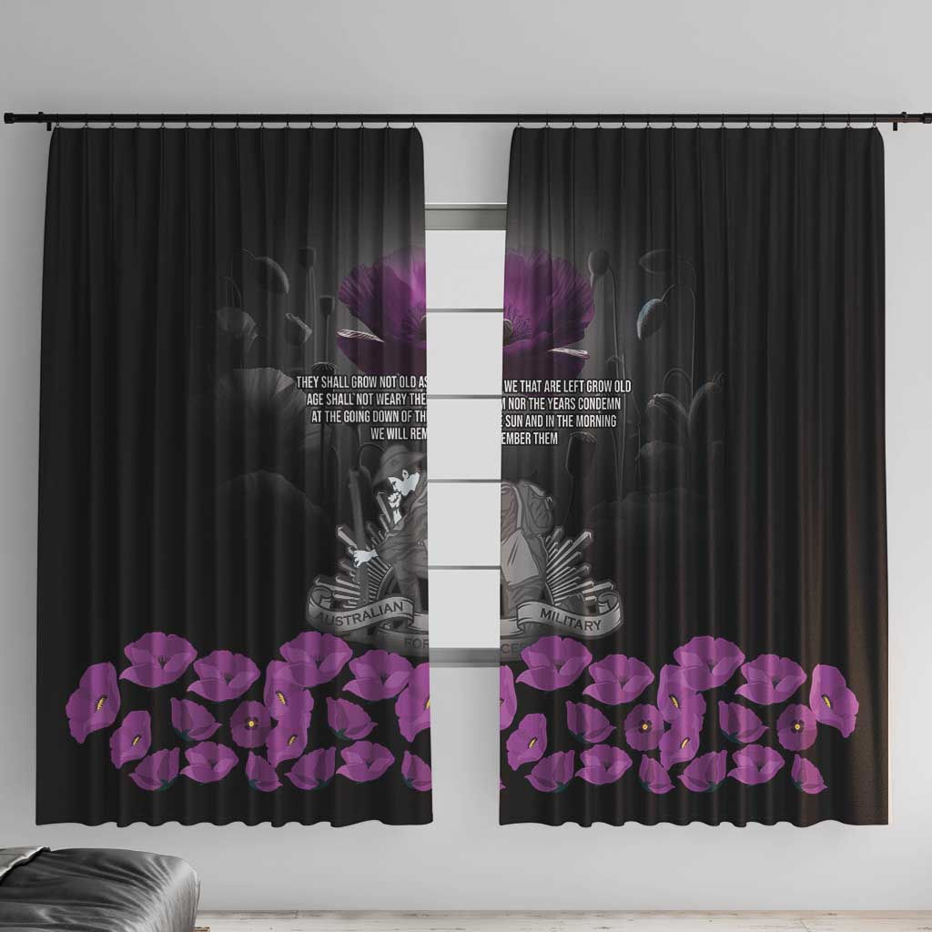 ANZAC Day Remembrance Window Curtain Purple Poppy We Will Remember Them