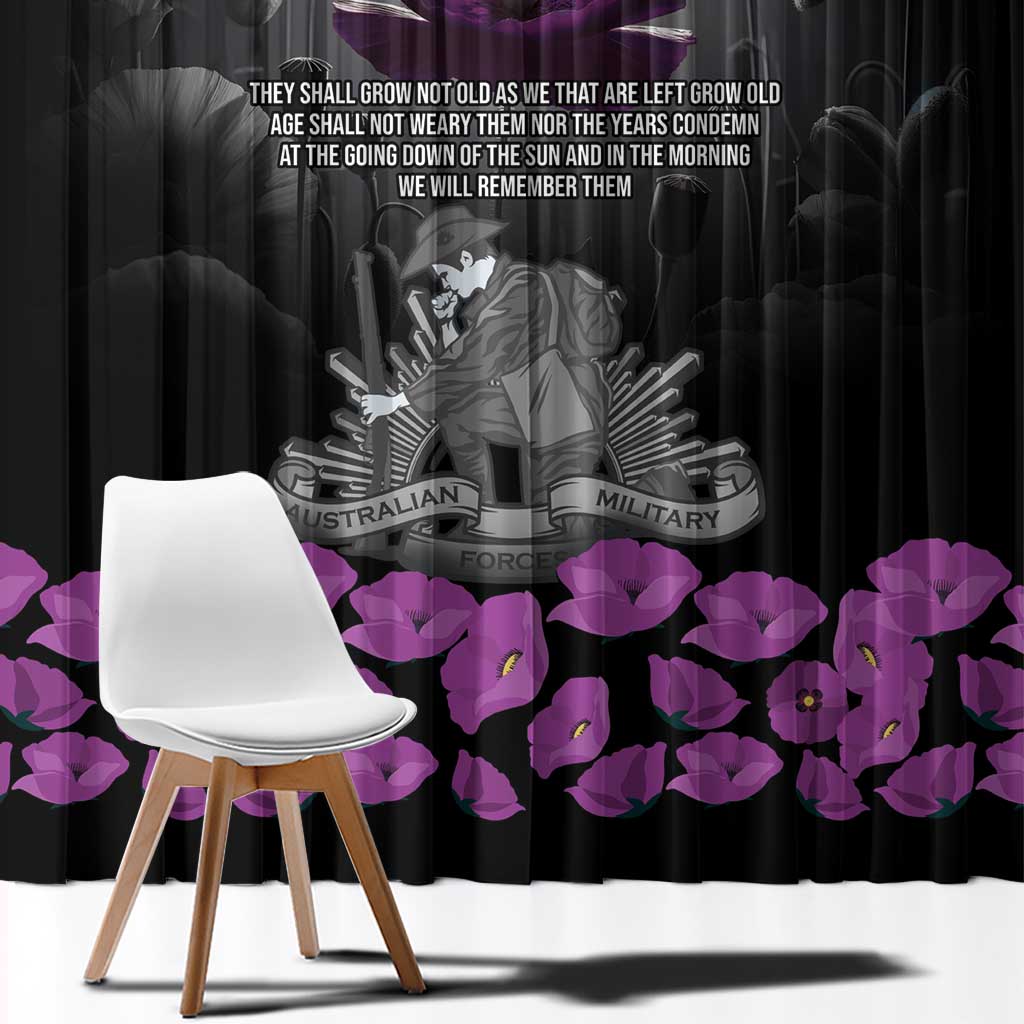 ANZAC Day Remembrance Window Curtain Purple Poppy We Will Remember Them