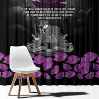 ANZAC Day Remembrance Window Curtain Purple Poppy We Will Remember Them