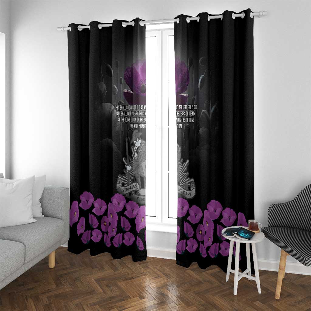 ANZAC Day Remembrance Window Curtain Purple Poppy We Will Remember Them