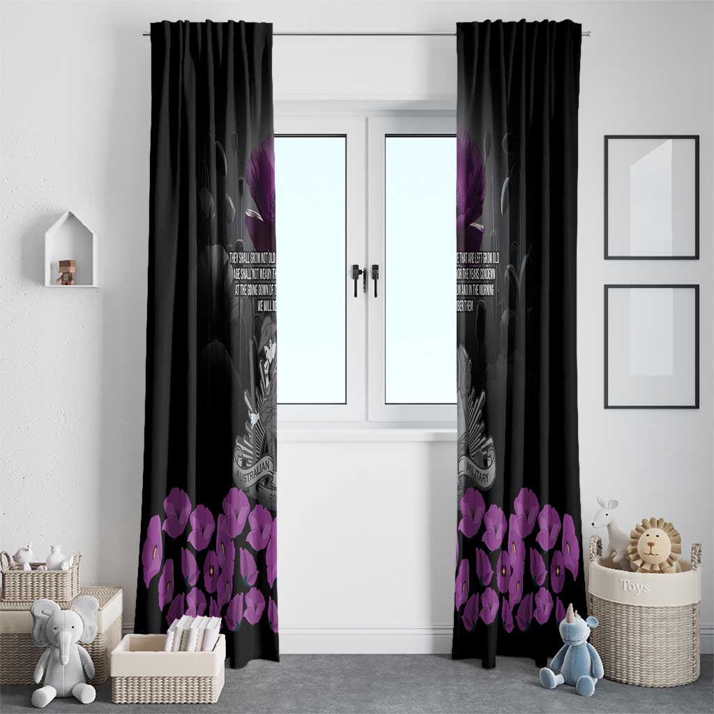 ANZAC Day Remembrance Window Curtain Purple Poppy We Will Remember Them