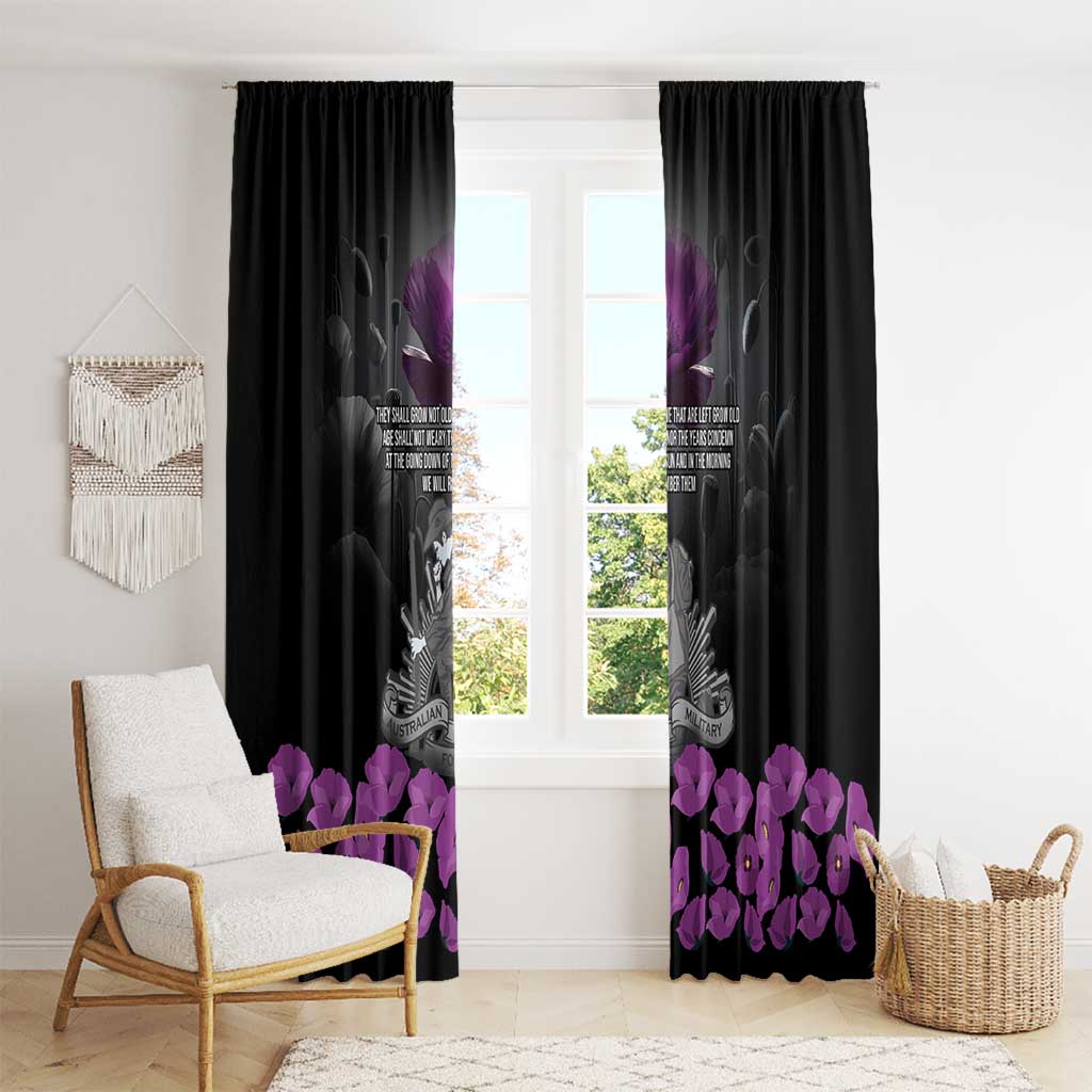 ANZAC Day Remembrance Window Curtain Purple Poppy We Will Remember Them