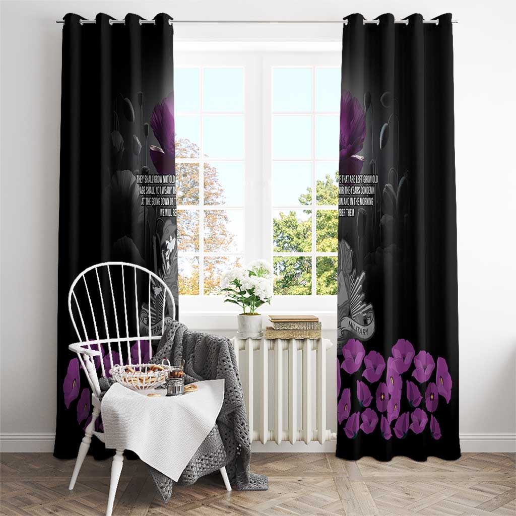 ANZAC Day Remembrance Window Curtain Purple Poppy We Will Remember Them