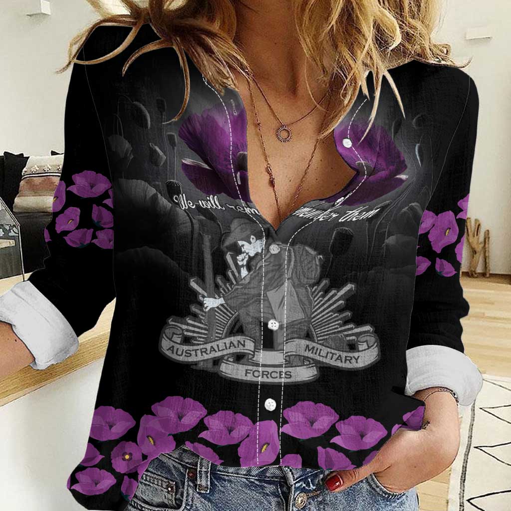 ANZAC Day Remembrance Women Casual Shirt Purple Poppy We Will Remember Them LT9 Female Purple - Polynesian Pride