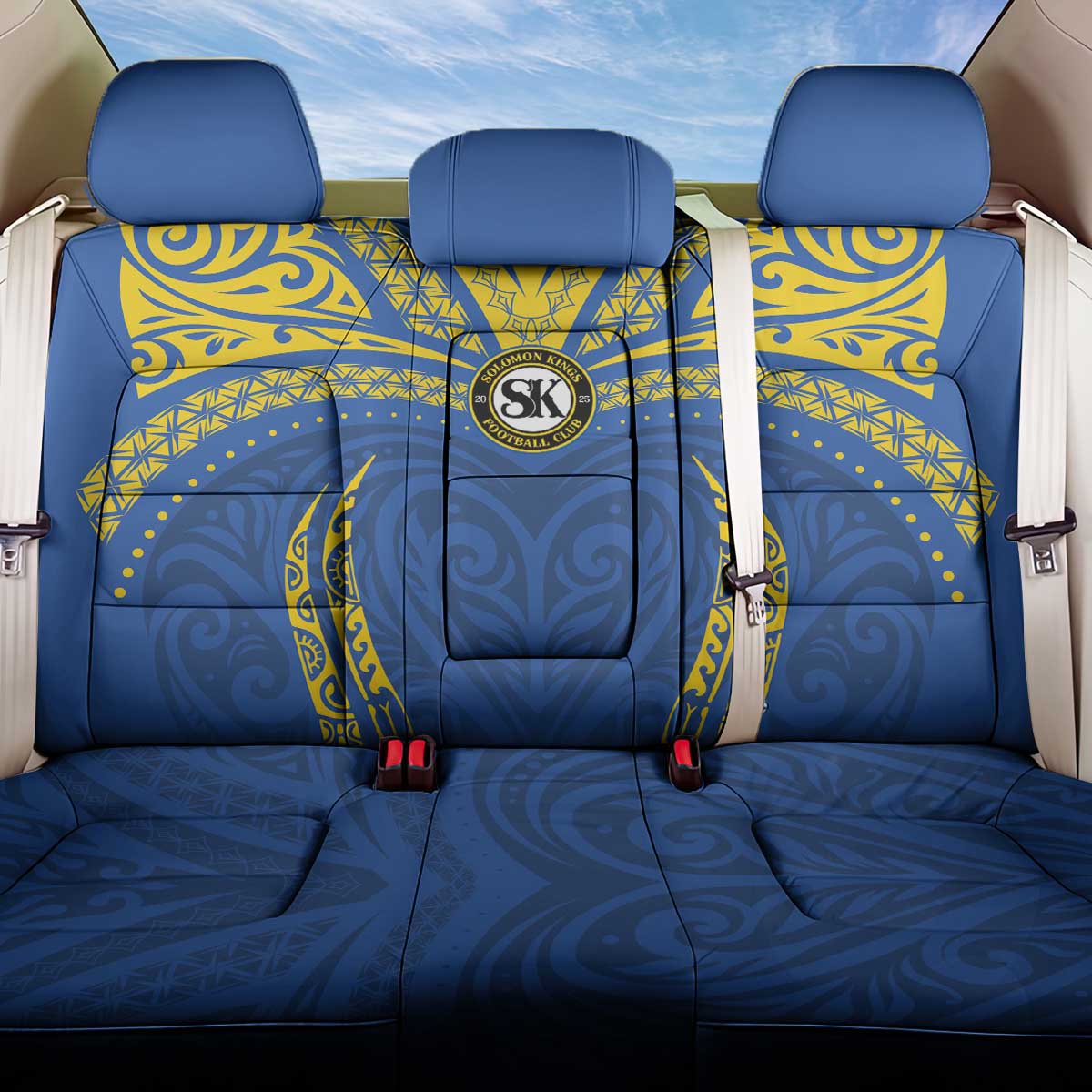 Oceania Football Solomon Kings Back Car Seat Cover Polynesian Tribal Pattern LT9 One Size Blue - Polynesian Pride
