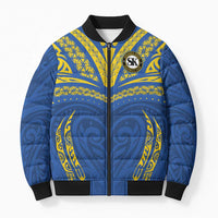 Custom Oceania Football Solomon Kings Bomber Puffer Jacket Polynesian Tribal Pattern LT9 Unisex Blue - Polynesian Pride