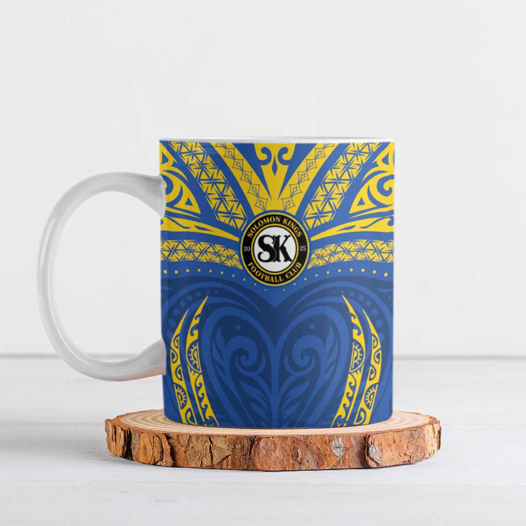 Custom Oceania Football Solomon Kings Ceramic Mug Polynesian Tribal Pattern LT9 Blue - Polynesian Pride
