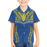 Custom Oceania Football Solomon Kings Family Matching Summer Maxi Dress and Hawaiian Shirt Polynesian Tribal Pattern LT9 Son's Shirt Blue - Polynesian Pride