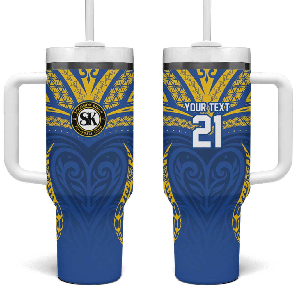 Custom Oceania Football Solomon Kings Tumbler With Handle Polynesian Tribal Pattern LT9 One Size: 40 oz Blue - Polynesian Pride
