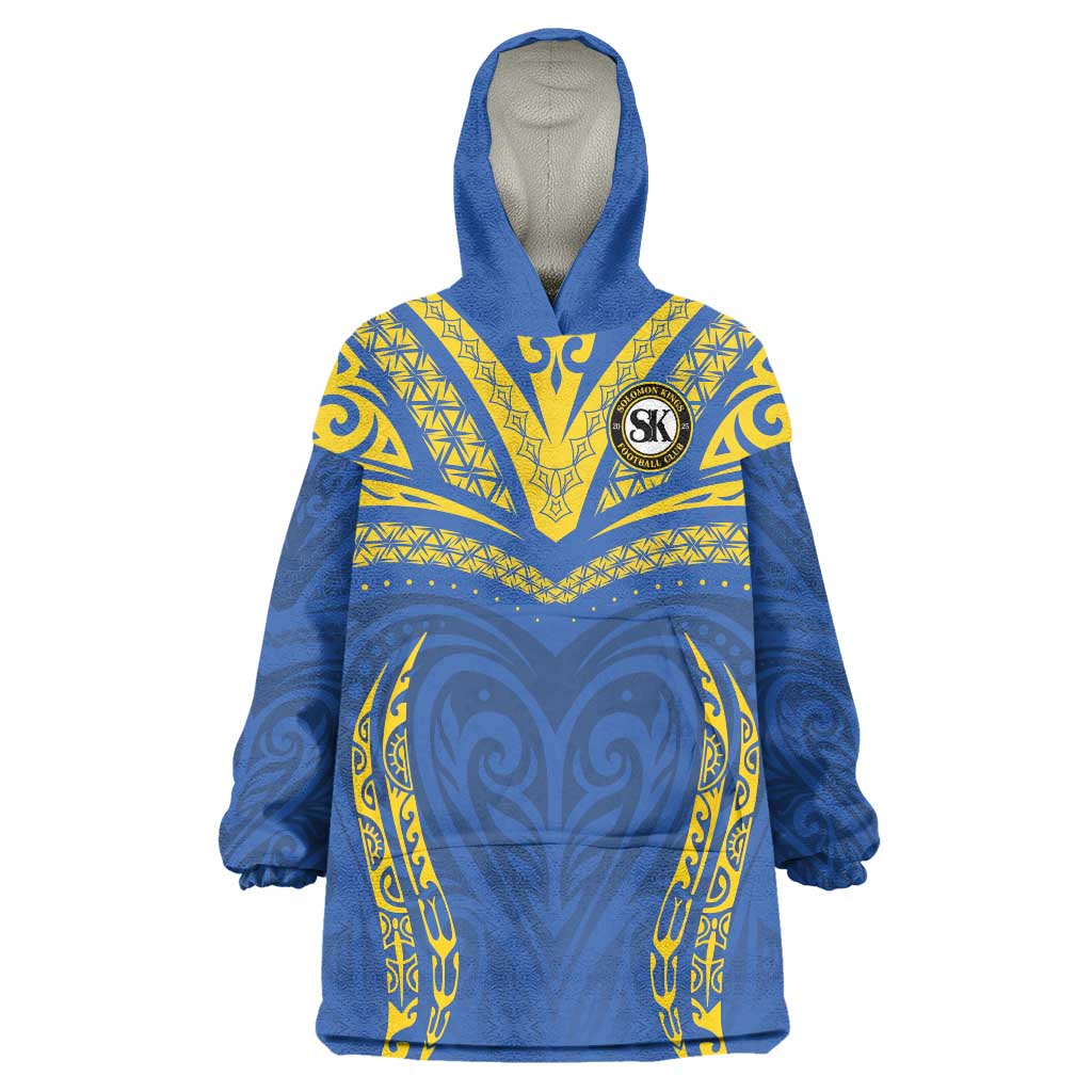 Custom Oceania Football Solomon Kings Wearable Blanket Hoodie Polynesian Tribal Pattern