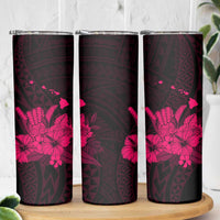 Pink Hawaiian Hibiscus Shaka Sign Skinny Tumbler
