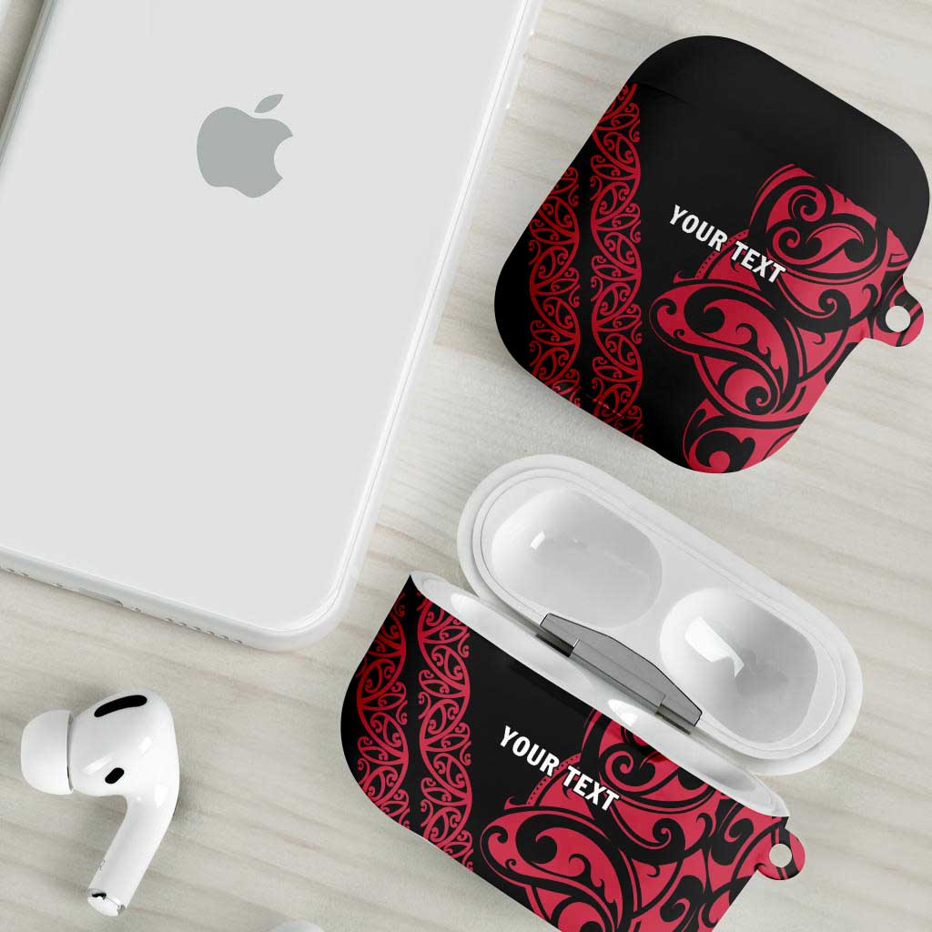 All Black Maori Tribal Tattoo Personalised AirPods Case Classic Red Polynesian Style - Polynesian Pride