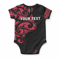 All Black Maori Tribal Tattoo Personalised Baby Onesie Classic Red Polynesian Style