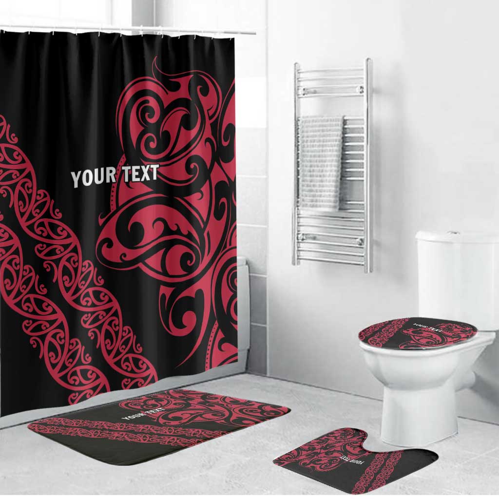 All Black Maori Tribal Tattoo Personalised Bathroom Set Classic Red Polynesian Style - Polynesian Pride