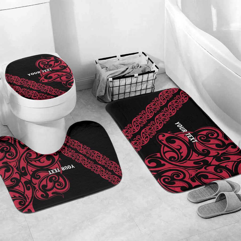 All Black Maori Tribal Tattoo Personalised Bathroom Set Classic Red Polynesian Style - Polynesian Pride