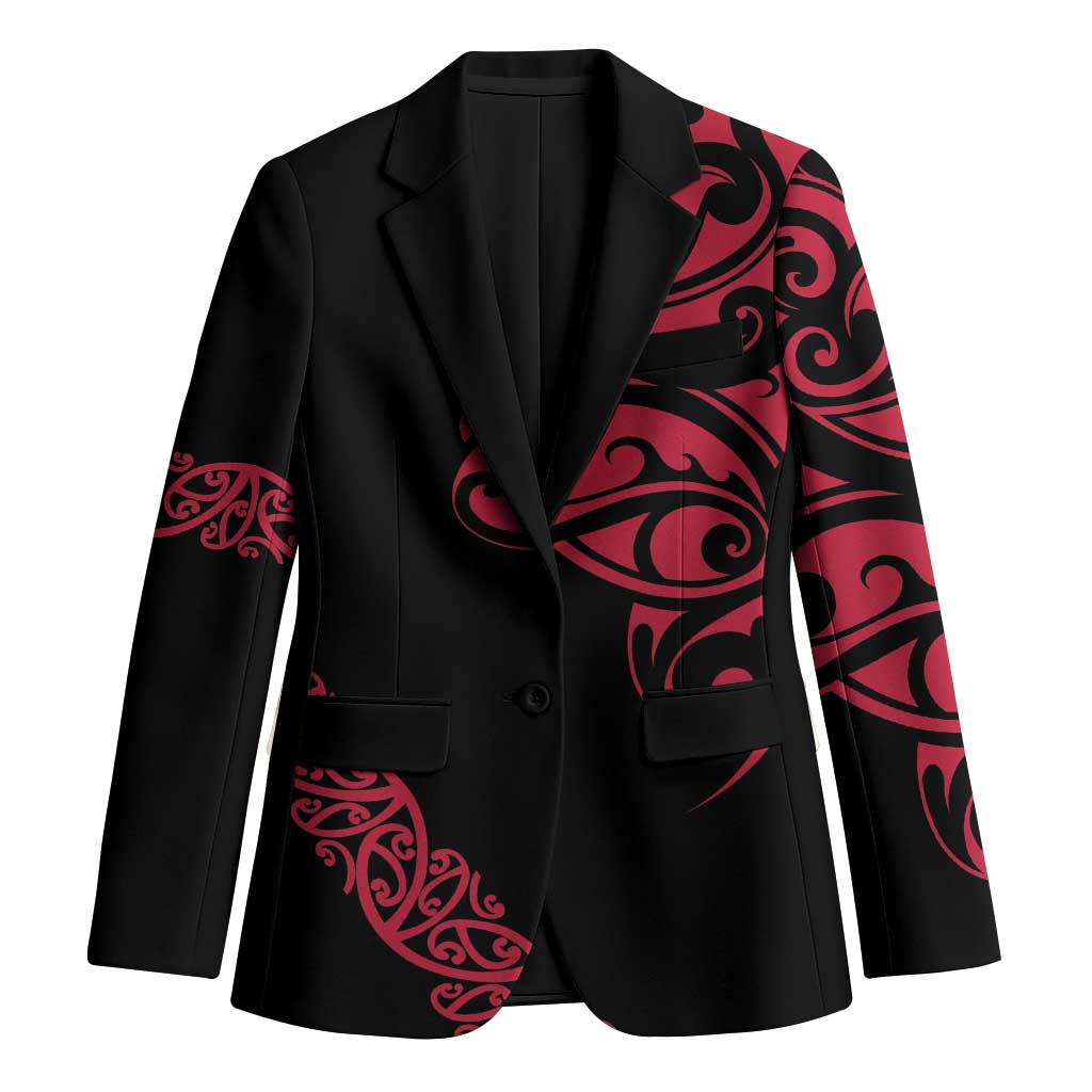 All Black Maori Tribal Tattoo Personalised Blazer Classic Red Polynesian Style LT9 Unisex Red - Polynesian Pride