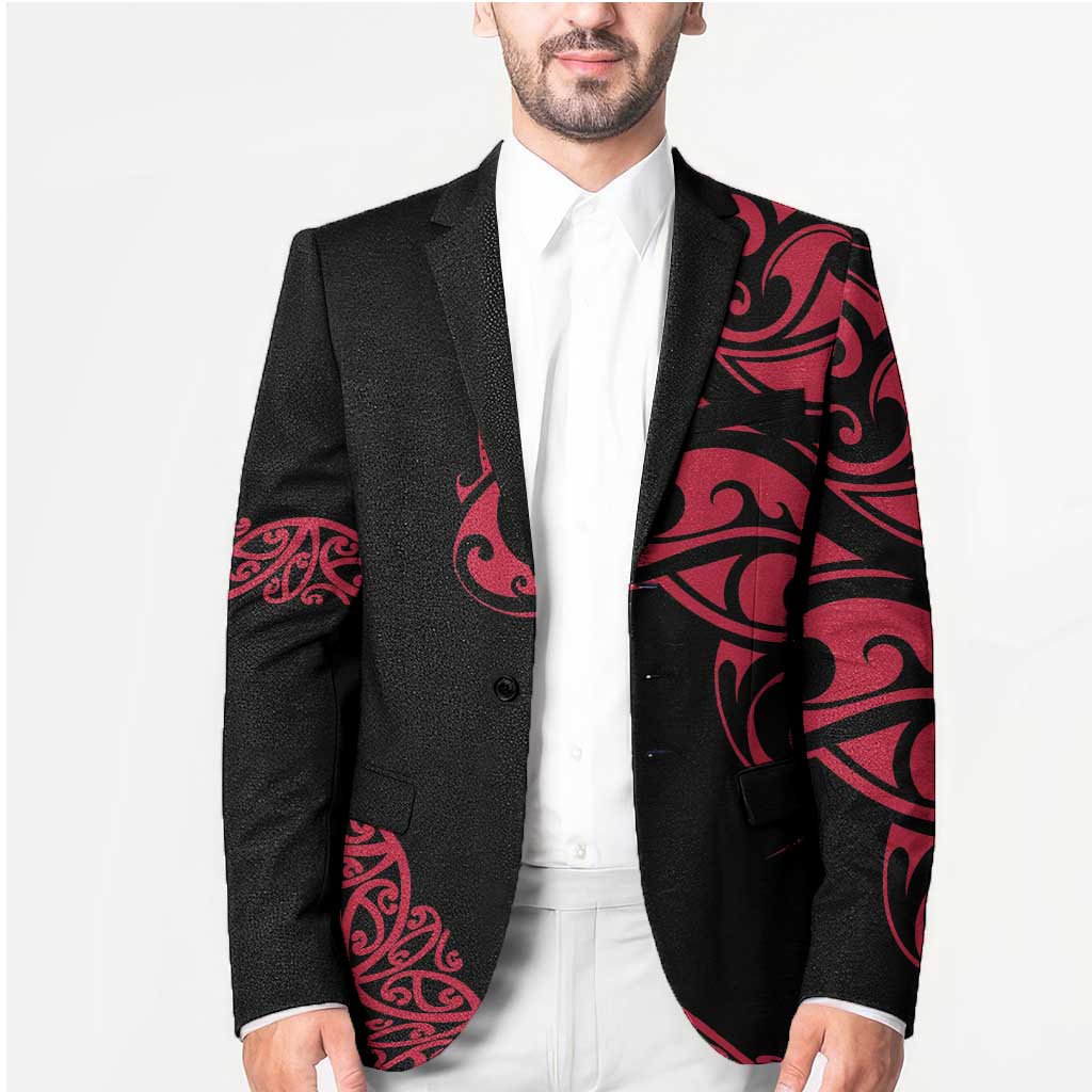 All Black Maori Tribal Tattoo Personalised Blazer Classic Red Polynesian Style LT9 - Polynesian Pride