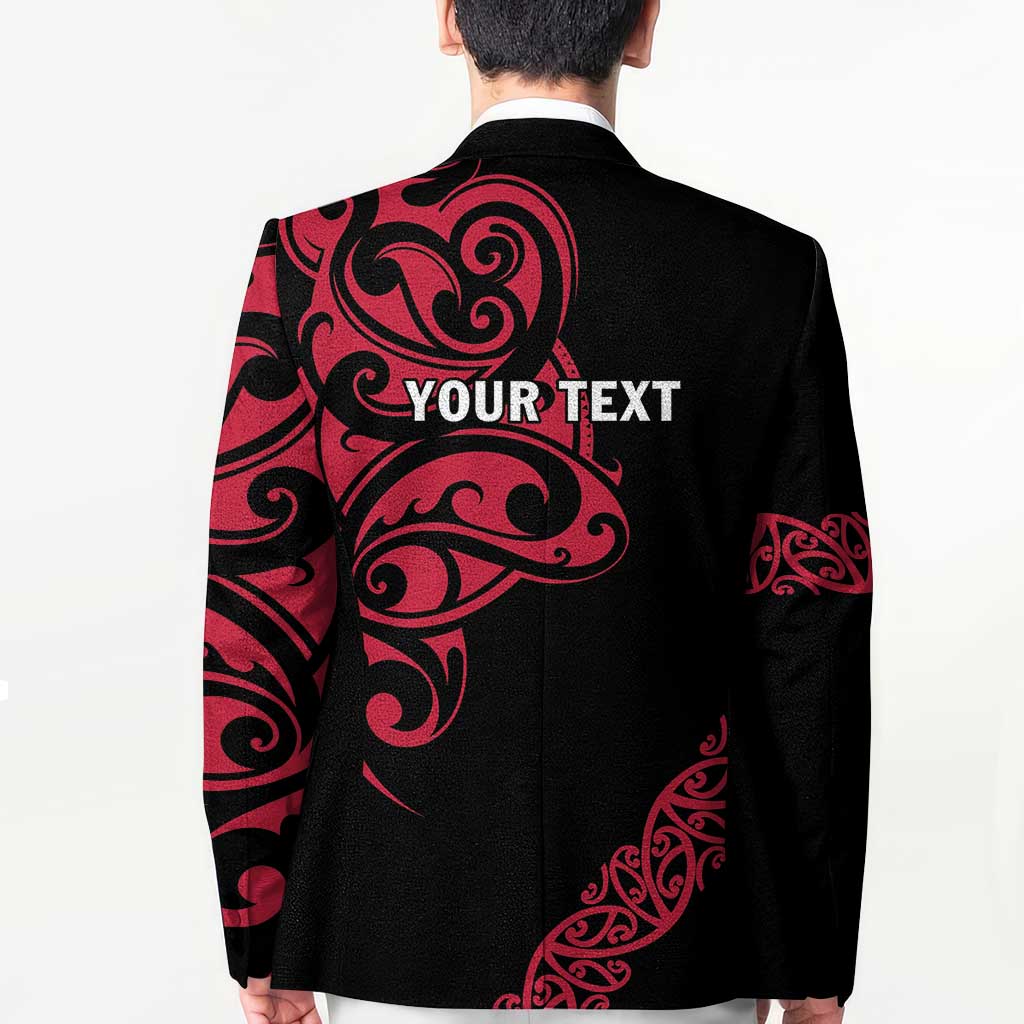 All Black Maori Tribal Tattoo Personalised Blazer Classic Red Polynesian Style LT9 - Polynesian Pride