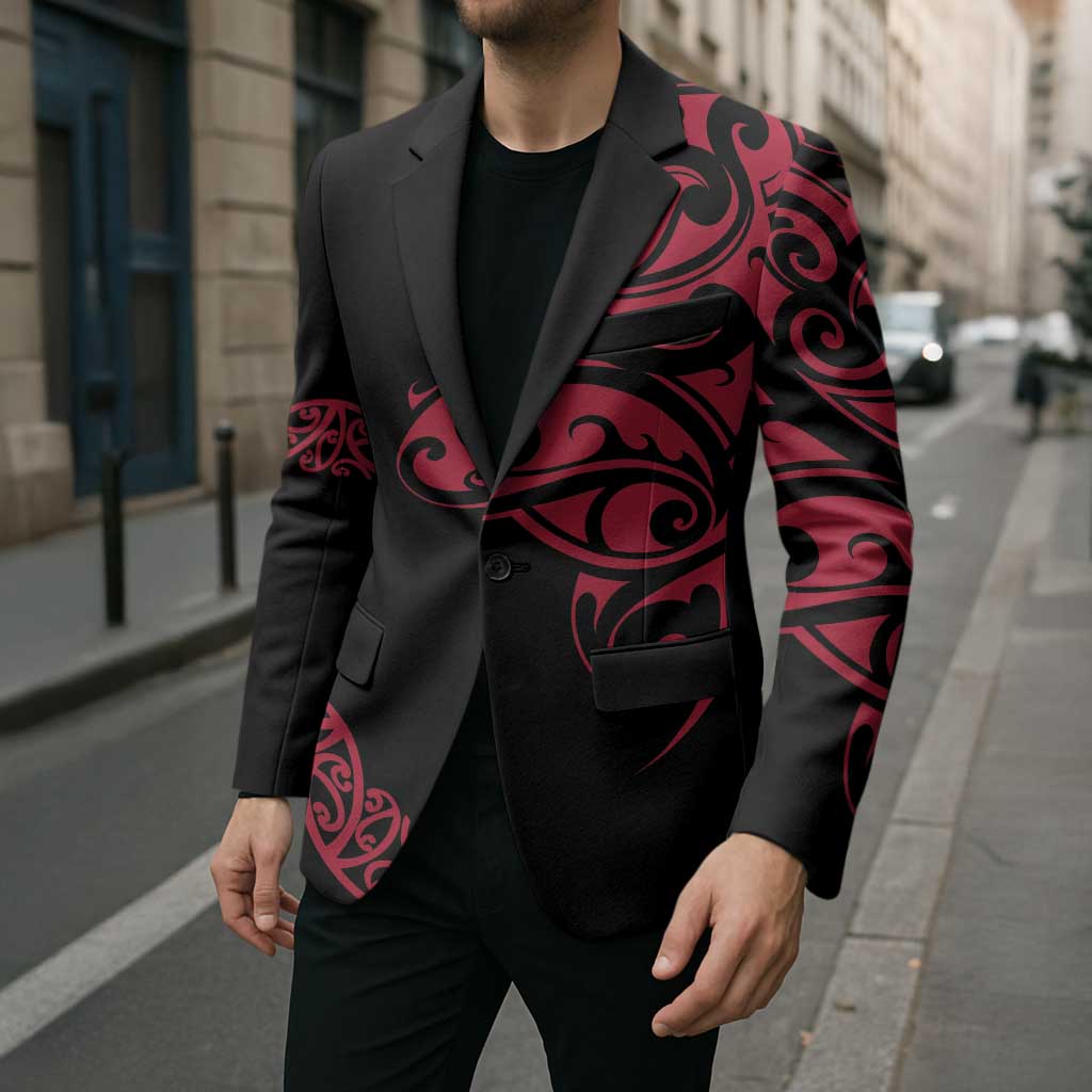 All Black Maori Tribal Tattoo Personalised Blazer Classic Red Polynesian Style LT9 - Polynesian Pride